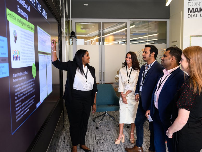 woman directing meeting