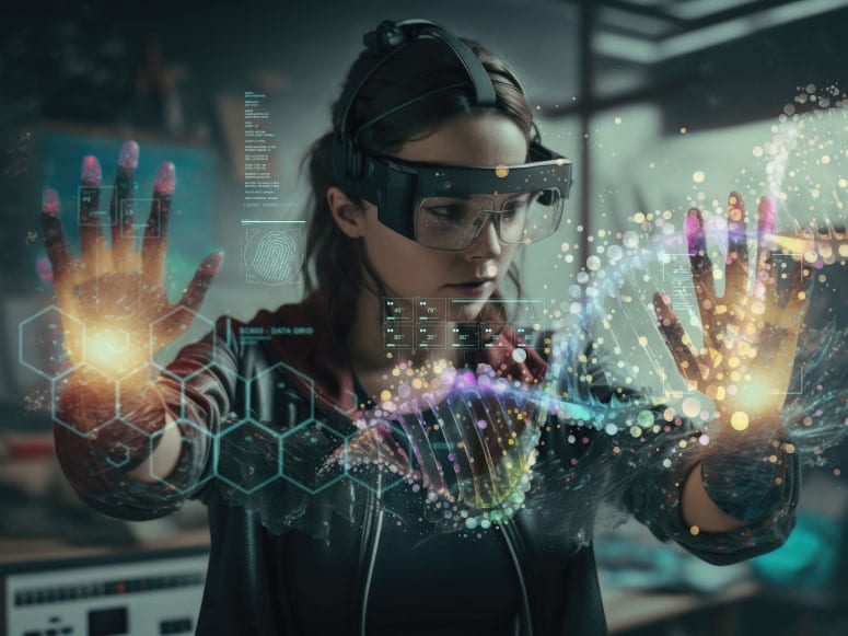 woman with AR headset