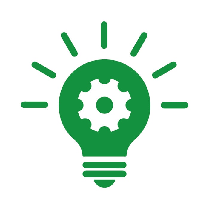 Green light bulb icon