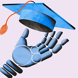 graduation hat black in hand